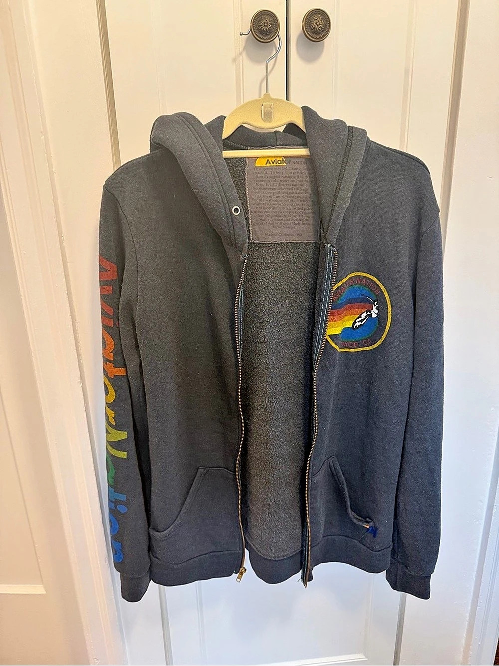 Aviator Nation 5-Stripe Zip Hoodie Gray & Black